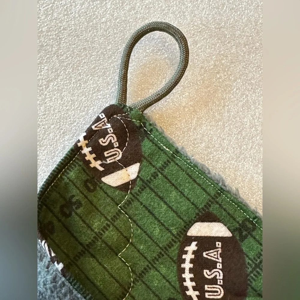 NEW! Handmade Softy Cloth Green Football Patterned
